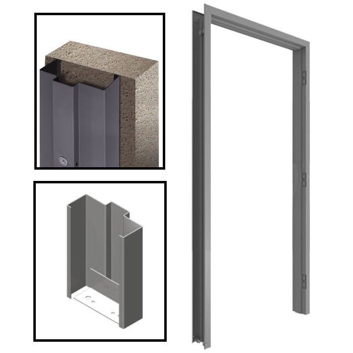 Steel-Lite 36 in. x 84 in. Commercial Left Hand Hollow Metal Door Frame For New Wood or Metal Stud Wall, 6-3/4 in. Jamb Depth, 16 Gauge Steel Knock Down Frame, Primered Gray Finish