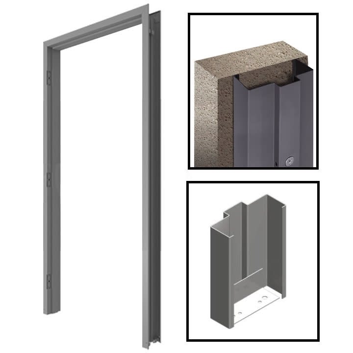 Steel-Lite 36 in. x 84 in. Commercial Right Hand Hollow Metal Door Frame For New Wood or Metal Stud Wall, 6-3/4 in. Jamb Depth, 16 Gauge Steel Knock Down Frame, Primered Gray Finish