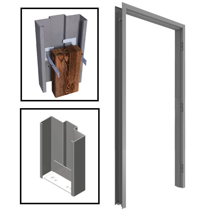 36 in. x 84 in. Commercial Left Hand Hollow Metal Door Frame For New Wood or Metal Stud Wall, 8-3/4 in. Jamb Depth, 16 Gauge Steel Knock Down Frame, Primered Gray Finish