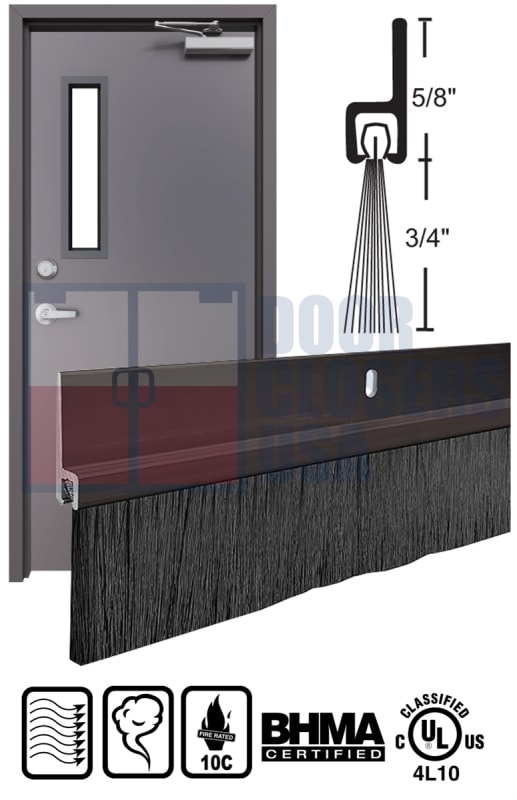 Hollow Metal Pro 36" Fire-Rated Brush Door Sweep for Hollow Metal Doors - Dark Bronze Anodized, UL Smoke & Positive Pressure Hollow Metal Pro 36" Fire-Rated Brush Door Sweep for Hollow Metal Doors - Dark Bronze Anodized, UL Smoke & Positive Pressure
