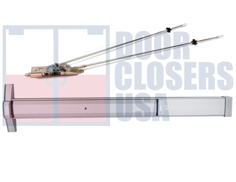 International Door Closers 7101-G1-3684-AL Narrow Stile Concealed Vertical Rod Panic Hardware For 36 in. Wide x 84 in. Tall Door, Aluminum Finish