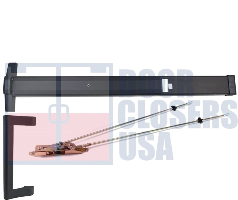 International Door Closers 7101-G1-PH-4884-DU Narrow Stile Concealed Vertical Rod Panic Hardware With Outside Pull Handle For 48 in. Wide x 84 in. Tall Door, Dark Bronze Finish