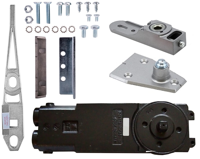 International OHCC Concealed Closer Side Load Kit 1, With Center Hung End Load Arm and Floor Pivot