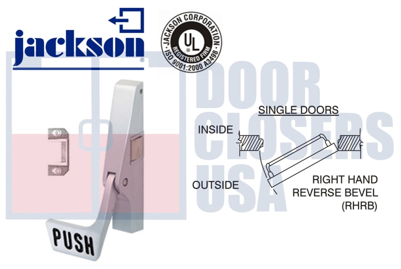 Jackson 1095 Paddle Panic Exit Hardware With Dogging, For Single Door Applications, Right Hand Reverse, Aluminum Finish