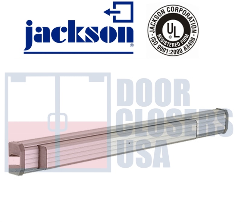 Jackson 1295 Rim Panic Exit Hardware With Dogging, For Single Door Applications Up To 36" Wide, Non Handed, Aluminum Finish
