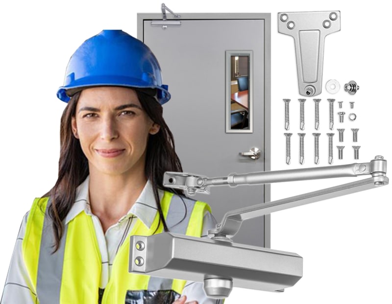 Liberty Door Closer, Slim Series Grade 1 Commercial Construction Grade 1, 7-3/8 in. x 3/4 in. Door Closer, Fixed Spring Size 2