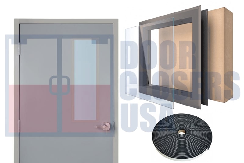 NGP L-FRA Pyran 90 Minute Fire Rated 8 in. Wide x 32 in. Tall Vision Glass Lite Kit, Gray Primered 18 Gauge Cold Rolled Steel Frame, With 3/16 in. Tempered Clear Pyran Fire Glass