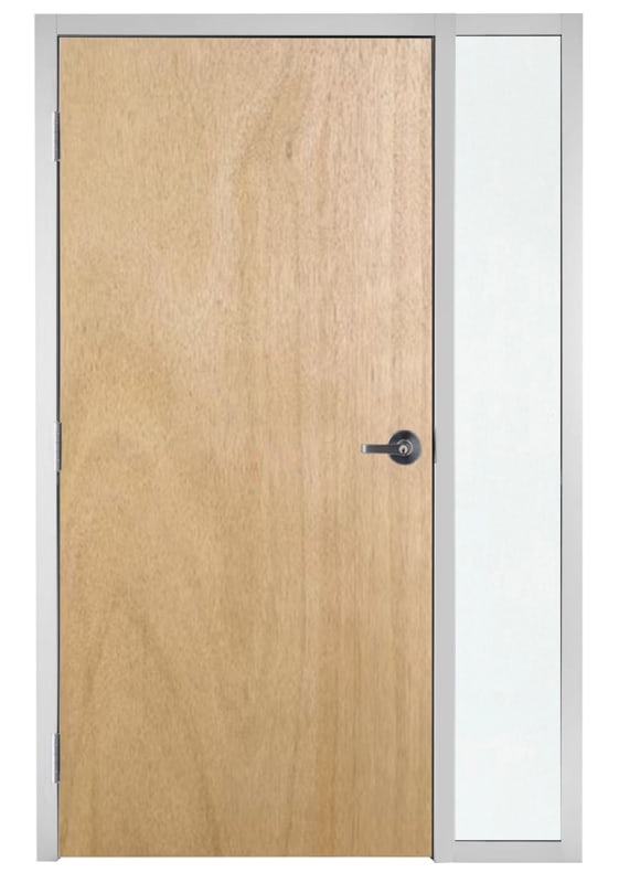 36 in. x 84 in. (3070) Right Hand Commercial Unfinished Birch Wood Office Door With 12 in. Glass Sidelite and Hardware