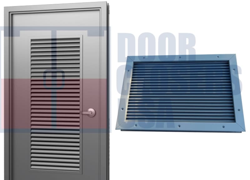 24 in. Wide x 72 in. Tall Commercial Door Fixed Blade Louver, 18 Gauge Steel, 24 in. x 72 in. Cutout Size