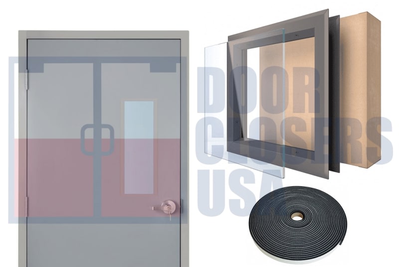 90 Minute Fire Rated 7 in. Wide x 22 in. Tall Vision Glass Lite Kit, Gray Primered 18 Gauge Cold Rolled Steel Frame, With 3/16 in. Tempered Clear Pyran Fire Glass (7-10 Day Production)
