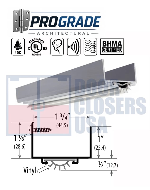 U404 U-Shaped Door Bottom Seal - 48" Length, For 1-3/4" Doors, Fire Rated, Mill Finish Aluminum U404 U-Shaped Door Bottom Seal - 48" Length, For 1-3/4" Doors, Fire Rated, Mill Finish Aluminum