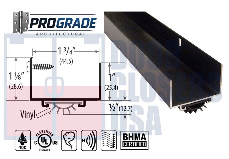 U404 U-Shaped Door Bottom Seal - 48" Length, For 1-3/4" Doors, Fire Rated, Dark Bronze Anodized Aluminum