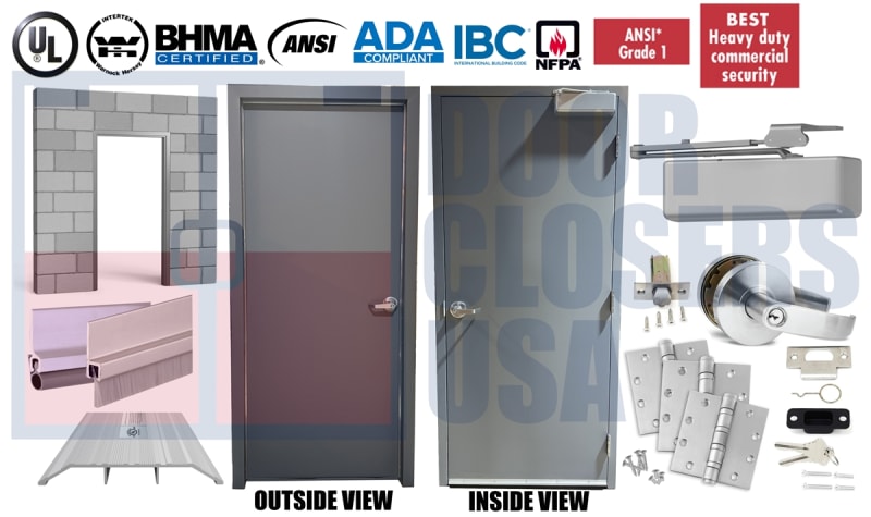 44" x 80" Pre-Hung Exterior Hollow Metal Door System  USA Made (3-4 Week Production)