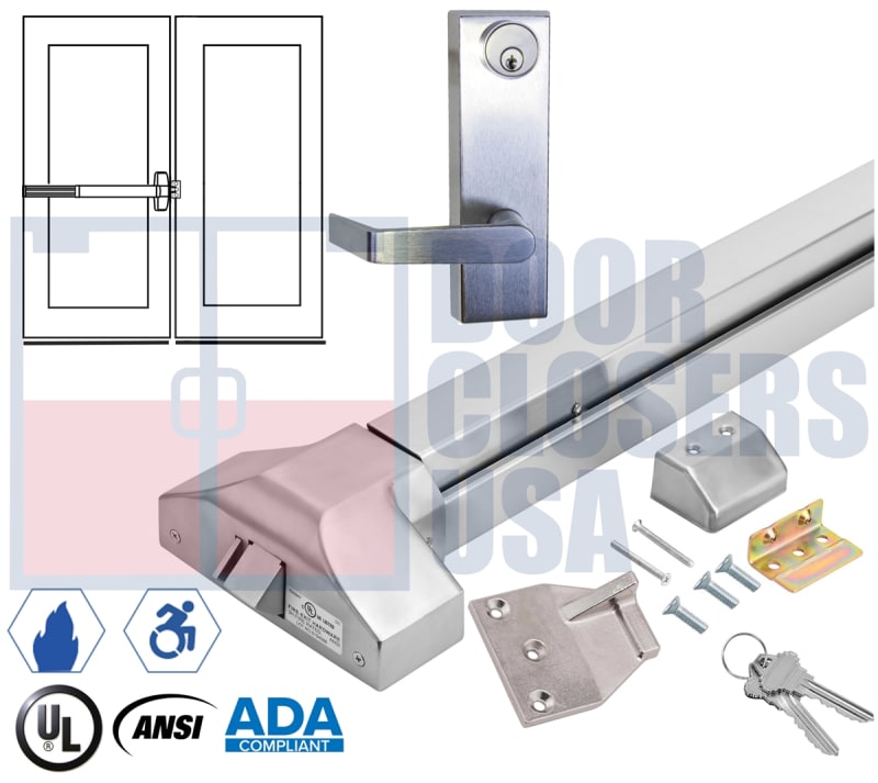 Phoenix Titan 44E0-FR-3 Fire Rated Double Door Rim Exit Device Kit W/ HD Escutcheon Lever - Grade 1 Panic Bar Phoenix Titan 44E0-FR-3 Fire Rated Double Door Rim Exit Device Kit W/ HD Escutcheon Lever - Grade 1 Panic Bar