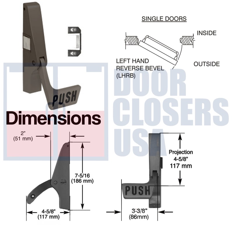 Jackson Paddle Panic Exit Hardware With Dogging, For Single Door Applications, Left Hand Reverse, Dark Bronze Finish Jackson Paddle Panic Exit Hardware With Dogging, For Single Door Applications, Left Hand Reverse, Dark Bronze Finish