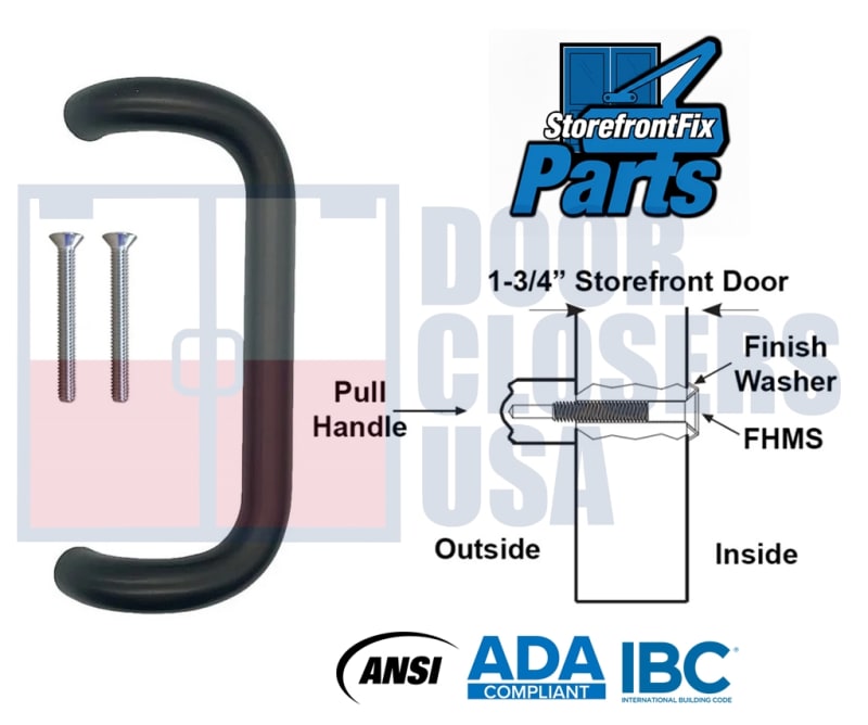 OPH Series Offset Pull Handle - 3/8-24 Thru-Bolt Mounting Hardware, Dark Bronze Anodized Finish