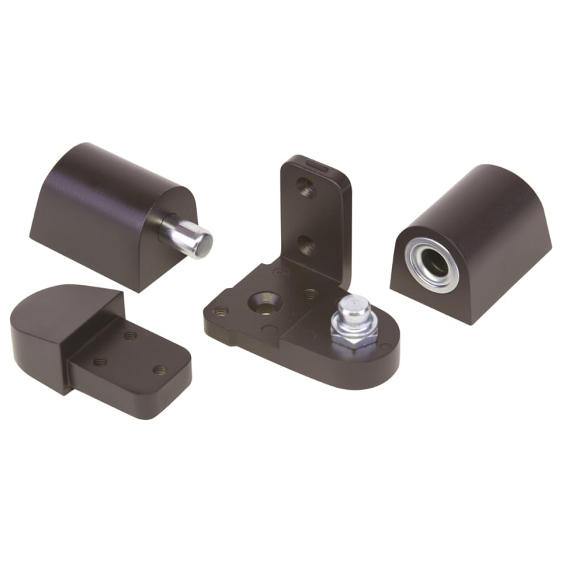 Global Door Controls Left Hand 1/8 in. Recessed Storefront Glass Door Offset Pivot Hinge Kit Type 3, 3/4 in. Offset, Dark Bronze Finish
