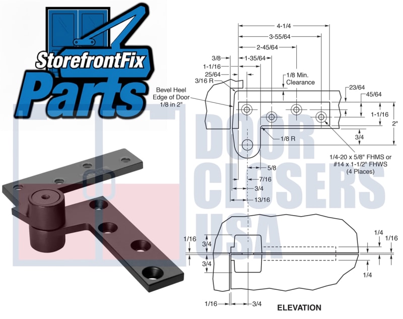 SK26T Commercial Glass Door Non Handed Top Pivot Hinge Kit, 3/4 in. Offset, Dark Bronze Finish