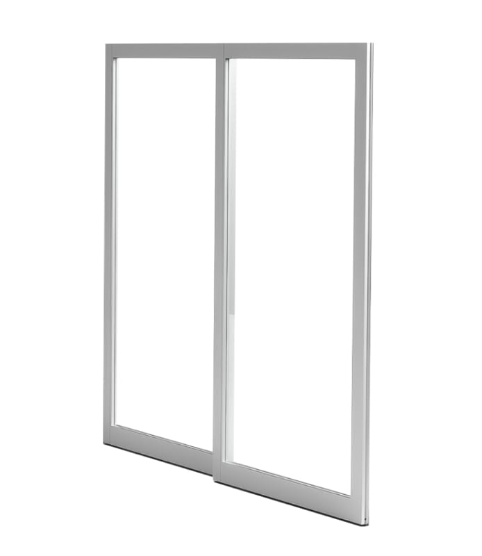 96 in. x 96 in. X-O Right Hand 2 Panel Commercial Storefront Sliding  Exterior Door System With Flush Lock and Handle, 1/4 in. Glass Stops (Glass  Not 