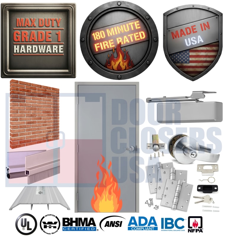 36" x 84" LHR 180 Minute Fire Rated Hollow Metal Door A Label UL Listed | Welded Frame for Existing Brick Wall 36" x 84" LHR 180 Minute Fire Rated Hollow Metal Door A Label UL Listed | Welded Frame for Existing Brick Wall