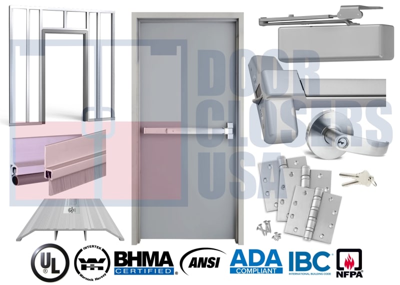 36" x 84" Hollow Metal Door, NFPA 80, Panic Bar & Trim