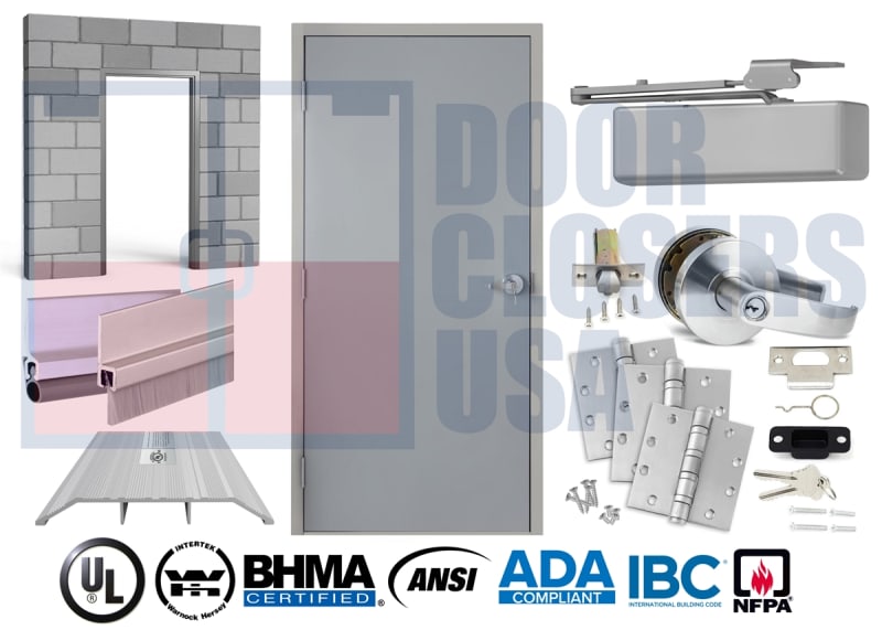 42" x 80" Hollow Metal Door, NFPA 80, Panic Bar & Trim