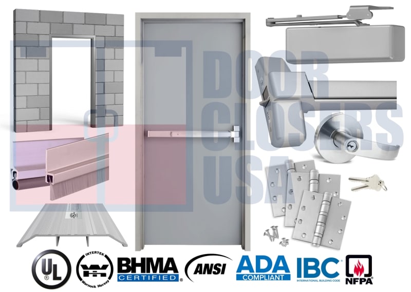 42" x 80" Hollow Metal Door, NFPA 80, Panic Bar & Trim