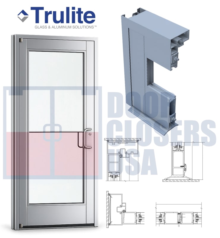 Trulite 200 Series Narrow Stile Commercial Glass Entry Door 36" x 96" Right Hand - Clear Anodized Aluminum - 1/4" Tempered Glass (Ships Separately - Field Glazed) - ADA Entrance Door with Frame & Grade 1 Hardware (3-4 Week Production Time)