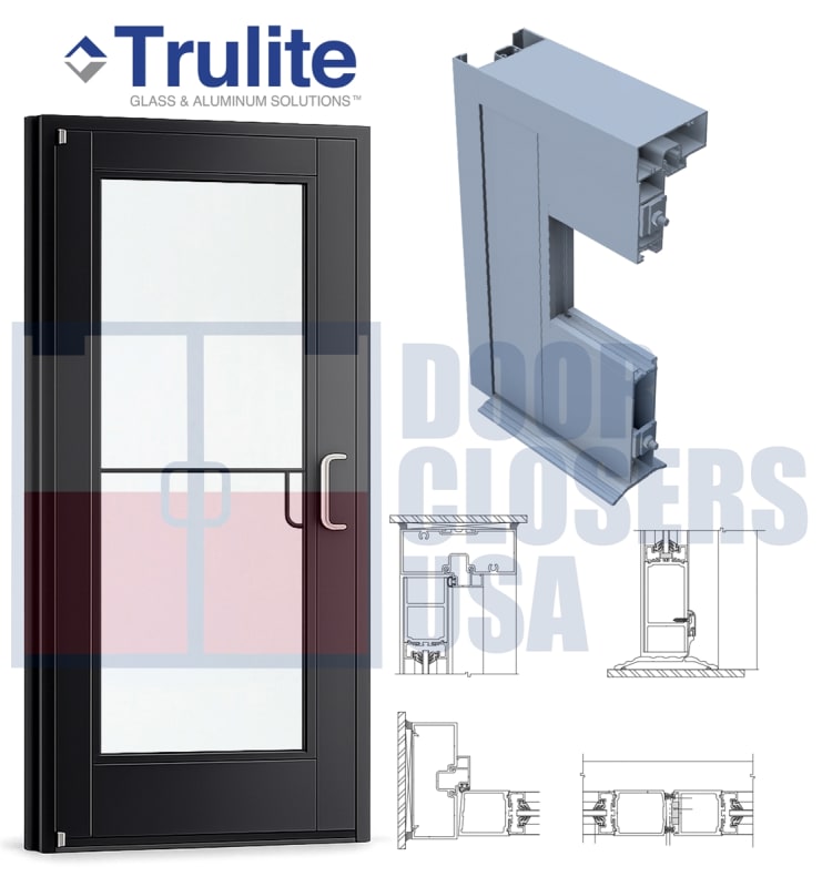 Trulite 500 Series Wide Stile Commercial Glass Entry Door 36" x 84" Right Hand - Black Anodized Aluminum - 1/4" Tempered Glass (Ships Separately - Field Glazed) - ADA Entrance Door with Frame & Grade 1 Hardware (3-4 Week Production Time)