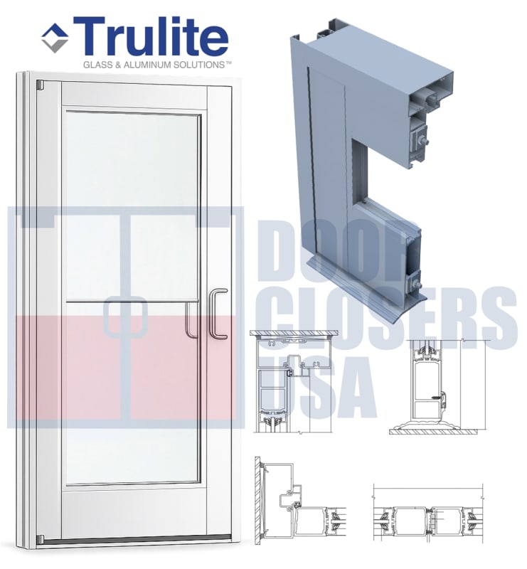 Trulite 500 Series Wide Stile Commercial Glass Entry Door 36" x 84" Right Hand - White Painted Aluminum - 1/4" Tempered Glass (Ships Separately - Field Glazed) - ADA Entrance Door with Frame & Grade 1 Hardware (3-4 Week Production Time)