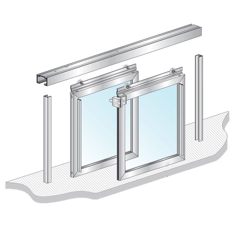 Commercial Interior Transaction Service Window, 48 in. Width x 48 in. Height, X-X Slide Configuration, Satin Anodized Finish With 1/4 in. Tempered Clear Glass