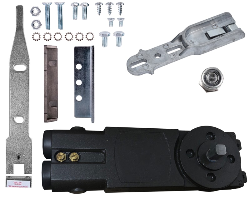 US Aluminum OHCC Concealed Closer End Load Kit 4, With Center Hung End Load Arm and Threshold Pivot (1 in. Door Rail Depth)