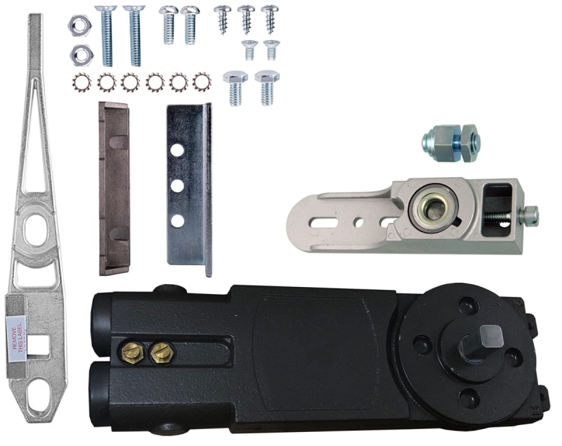US Aluminum OHCC Concealed Closer Side Load Kit 3, With Center Hung Side Load Arm and Threshold Pivot (1-1/2 in. Door Rail Depth)