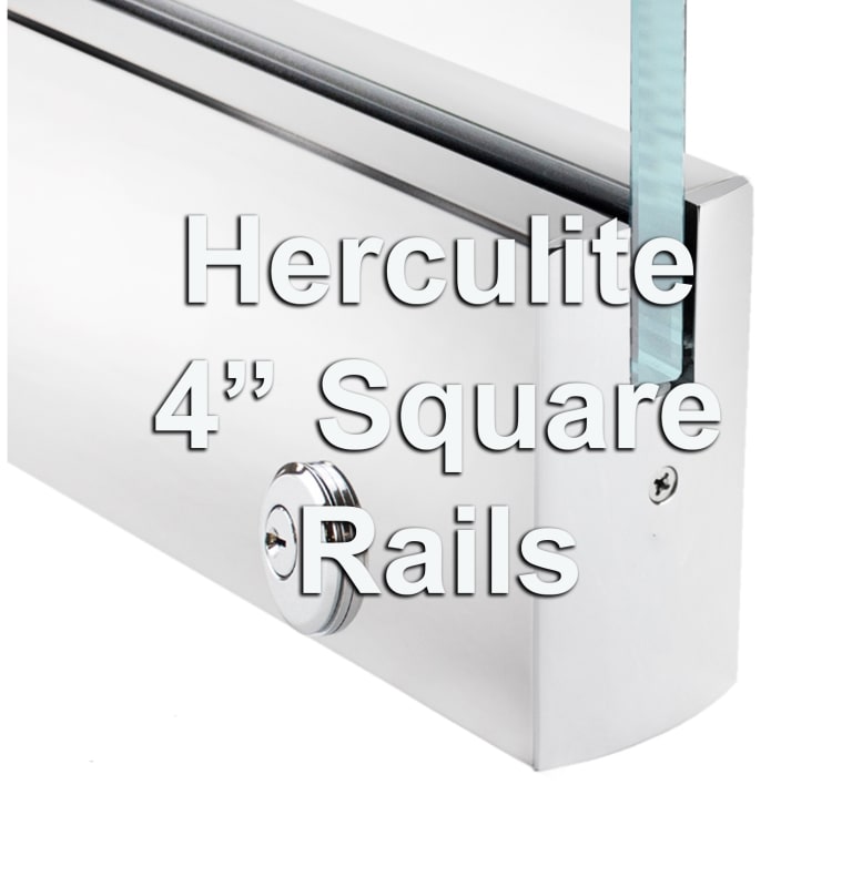 Herculite 4 in. Square Rail P Glass Doors