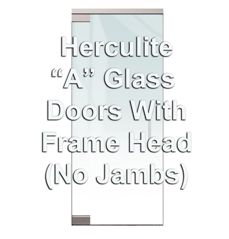 Herculite "A" Patch Corner Glass Doors With Frame Head (No Jambs)
