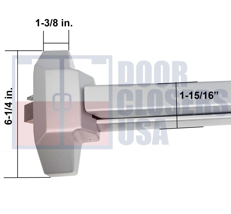 Hager 1-3/8 in. Wide x 6-1/4 in. Tall Chassis Head, 1-15/16 in. Tall Push Bar Panic Hardware