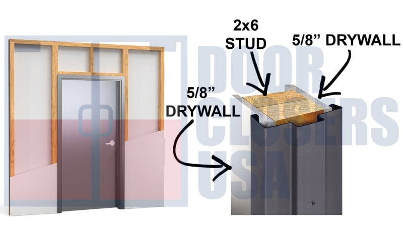 Interior Hollow Metal Doors for 2x6 Wood Stud Drywall Openings with 5/8" Drywall Each Side, Slip-On Frame