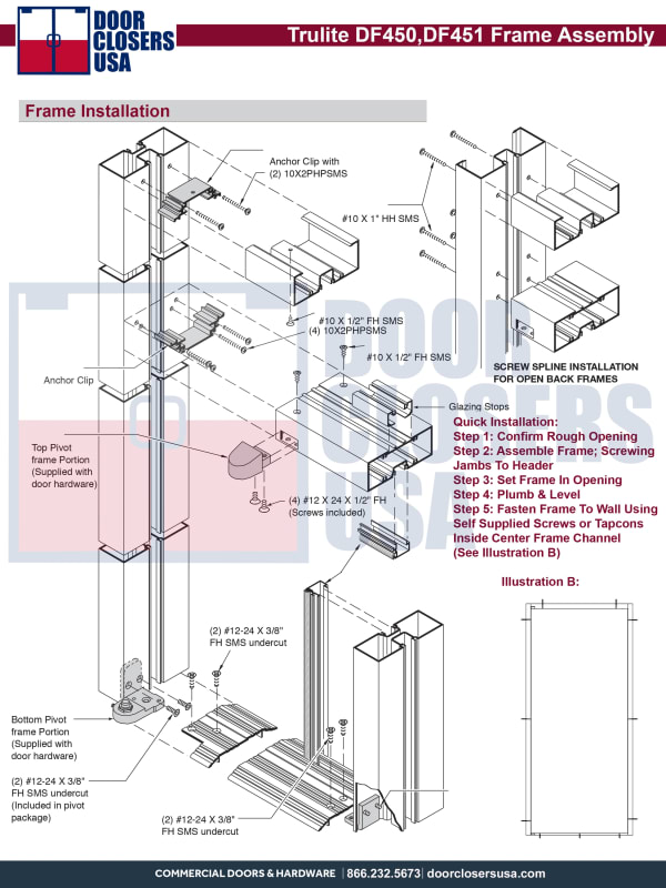 Trulite DF450, DF451 Storefront Frame Installation Instructions
