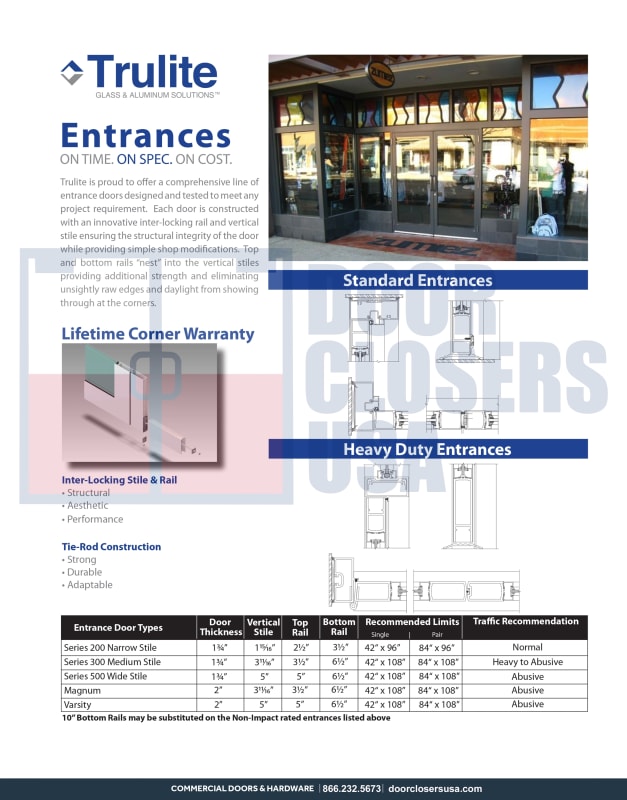 Trulite Aluminum Entrances Sales Brochure