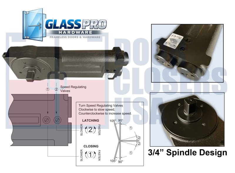 Frameless Glass Door Concealed Closers