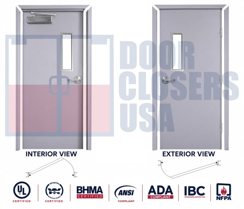 Hollow Metal Interior Doors With Narrow Vision Lite