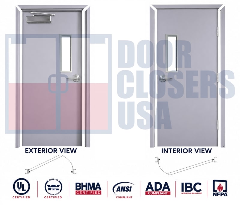 Hollow Metal Doors With 6 in. x 27 in. Glass