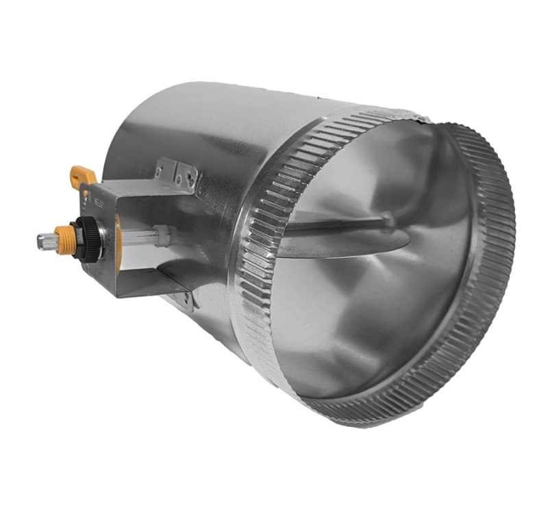 6-inch galvanized steel round damper sleeve with manual blade and 1.5-inch stand-off 6-inch galvanized steel round damper sleeve with manual blade and 1.5-inch stand-off