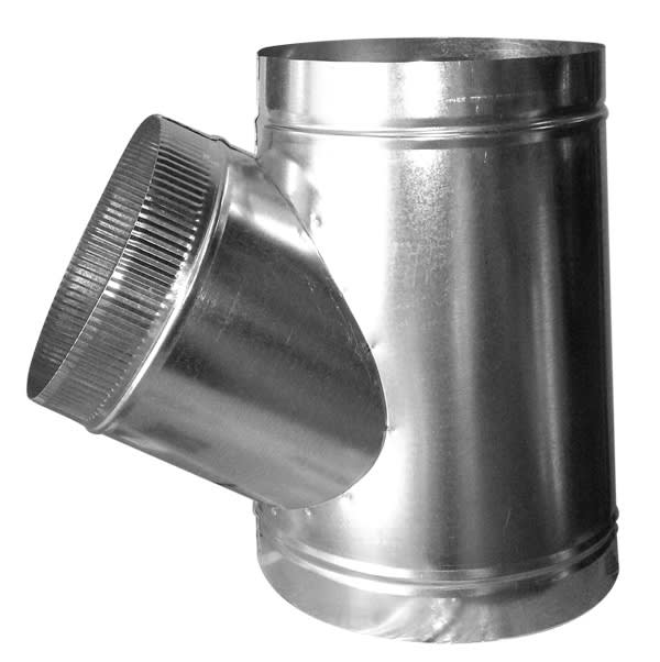 9 x 7 x 7 26-gauge galvanized steel HVAC T-Wye round duct fitting 9 x 7 x 7 26-gauge galvanized steel HVAC T-Wye round duct fitting