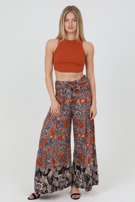 Angie Floral Wide Leg Beach Pant - Women's Pants in Oyster