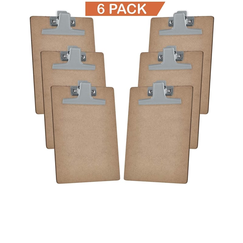 Acrimet Clipboard Letter Size A4 (13" X 9 1/16") Premium Metal Clip (Hardboard) (Silver Clip) (6 Pack)