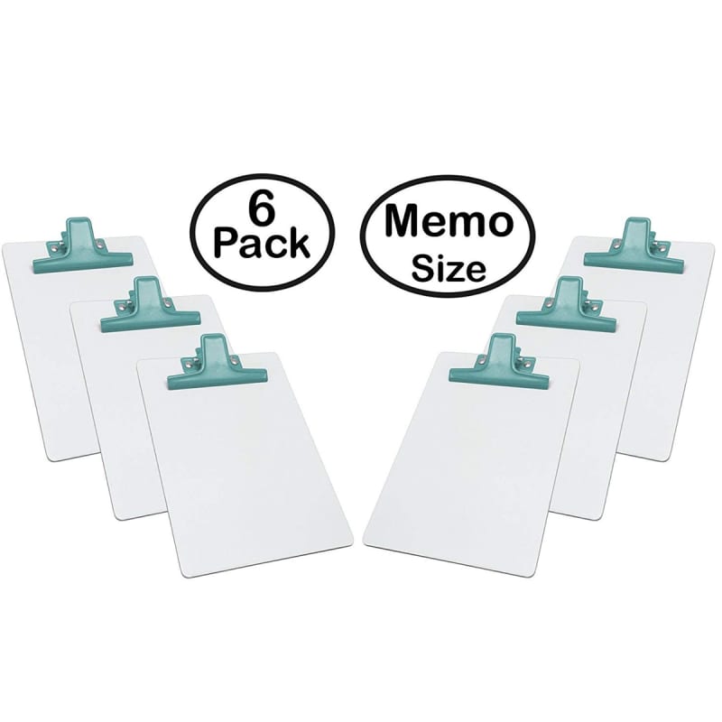 Acrimet Clipboard White Memo Size A5 (9 1/8" x 6 3/8") Premium Metal Clip (Hardboard) (Green Clip) (6 Pack)