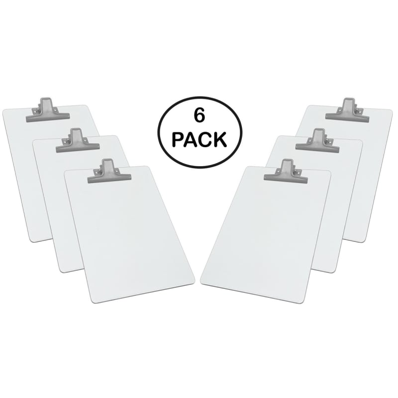 Acrimet Clipboard White Letter Size A4 (13" X 9 1/16") Premium Metal Clip (Hardboard) (Silver Clip) (6 Pack)