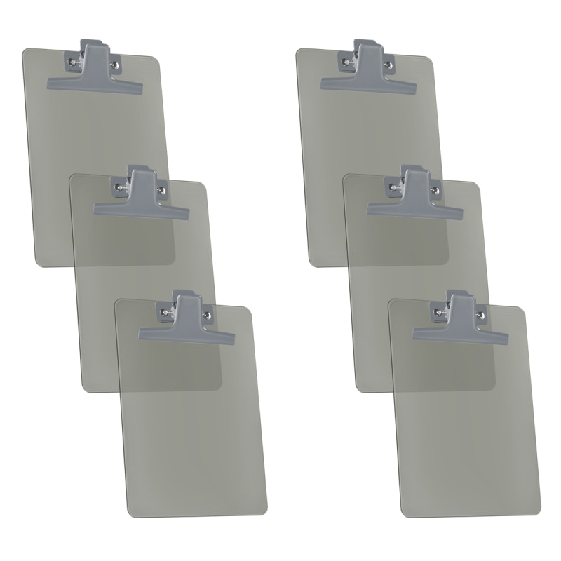 Acrimet Clipboard Memo Size A5 (9 1/4" x 6 1/3") Premium Metal Clip (Plastic) (Smoke Color) (6 Pack)