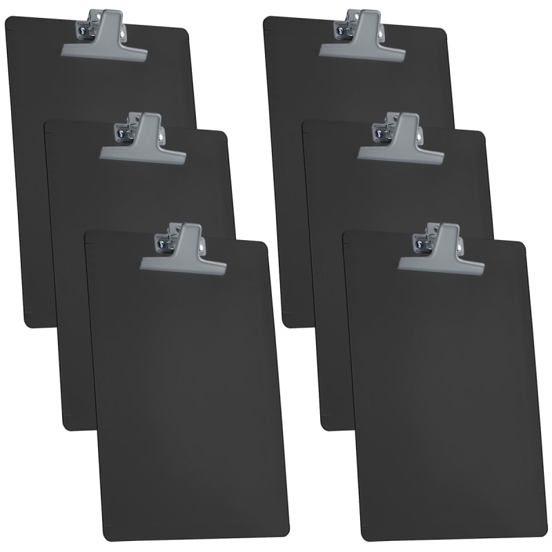 Acrimet Clipboard Letter Size A4 (13 3/8” x 9 7/16”) Premium Metal Clip with Side Rulers (Plastic) (Black Color) (6 Pack)
